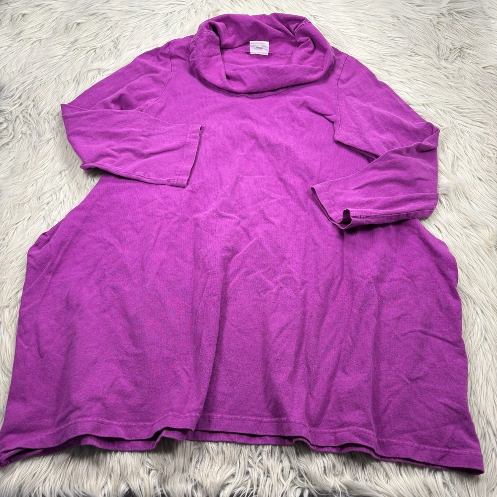 Pacificotton Bryn Walker Women's S Pink Purple‎ Cowl Neck Cotton Tunic Dress